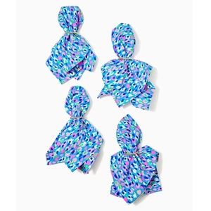 Lilly Pulitzer 4 Napkins & Gold Bamboo Rings Easter Hostess Gift NWT